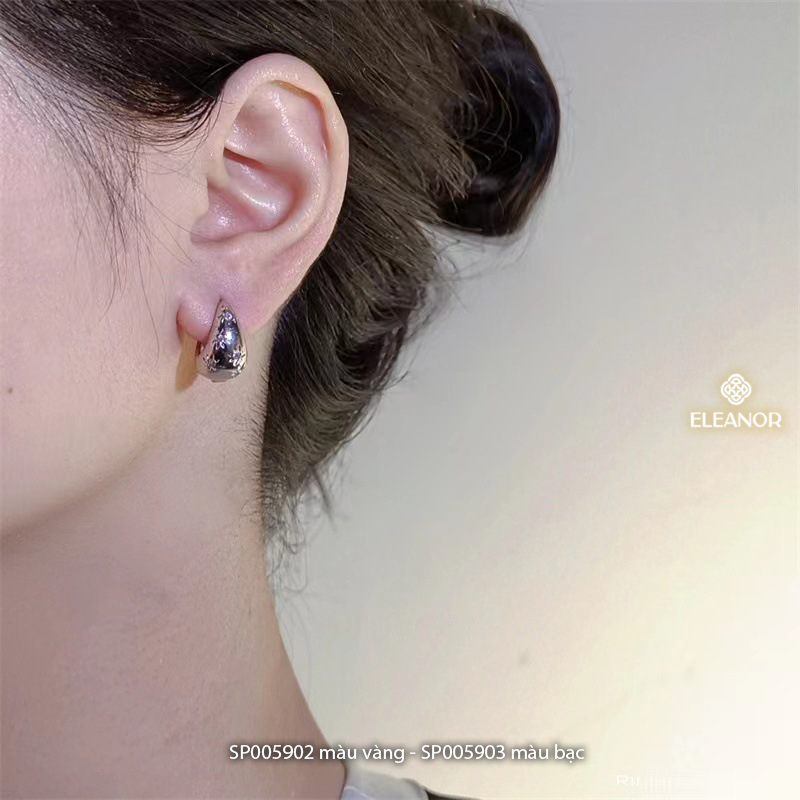 Bông tai nữ chuôi bạc 925 Eleanor Accessories dáng tròn viền dày đính đá phụ kiện trang sức 5902