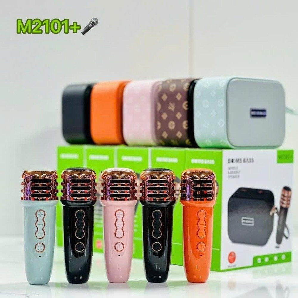 Loa bluetooth mini, loa karaoke kèm mic hát Boombass M2101+ công suất 5W- Bảo hành chính hãng 6 Tháng