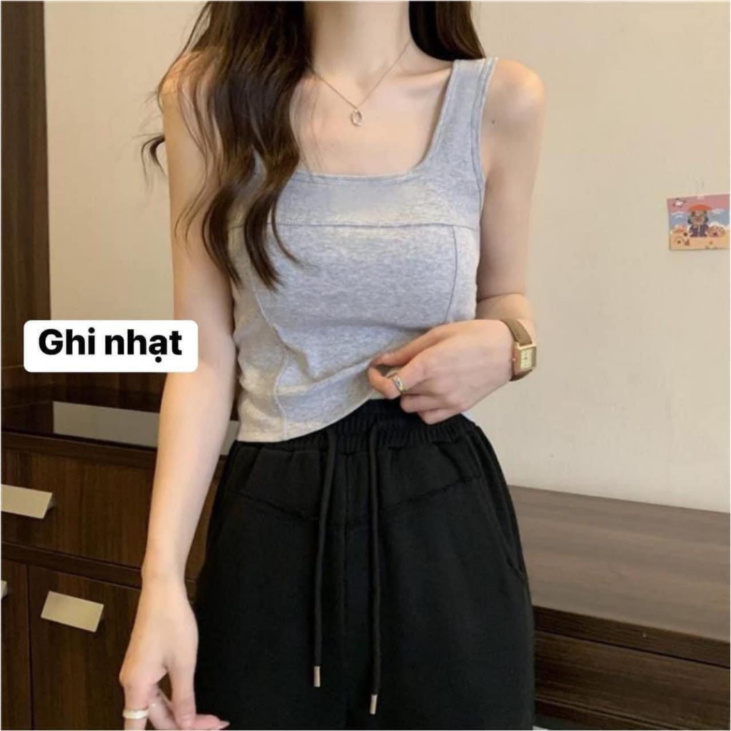 Áo 2 dây bản to dáng croptop chất mềm mại thoáng mát co giãn thoải mái freesize 40-60kg