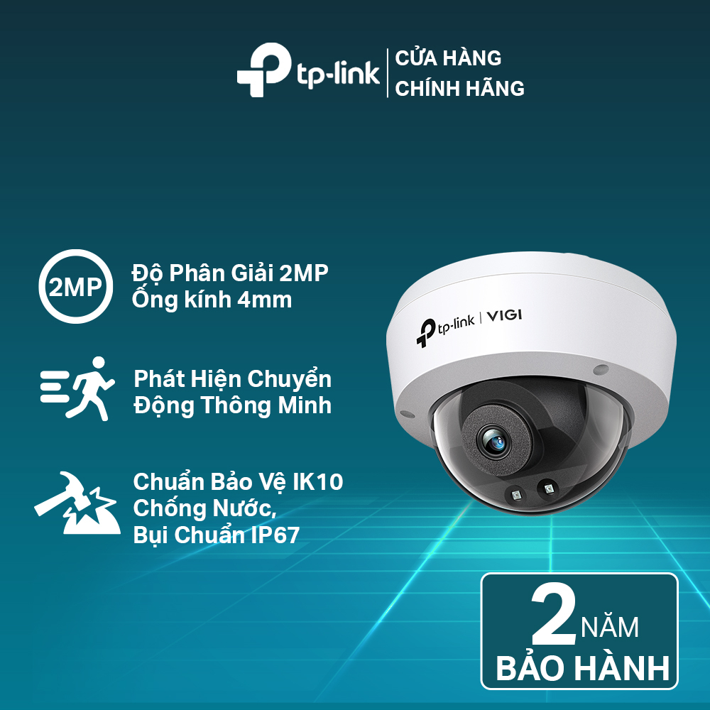 [Hỏa Tốc] Camera IP TP-Link CCTV VIGI C220I 2MP Hỗ Trợ Hồng Ngoại Ngoài Trời, Phát Hiện Thông Minh