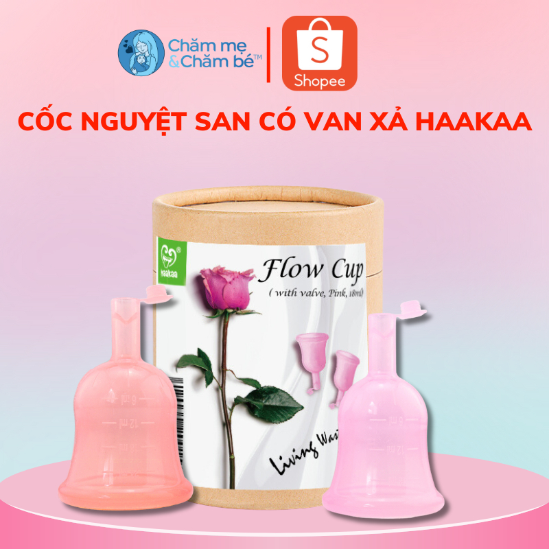 Cốc nguyệt san có nắp hơi Flowcup Haakaa. Thiết kế độc quyền. Siêu mềm, tiết kiệm. Thay thế băng vệ sinh