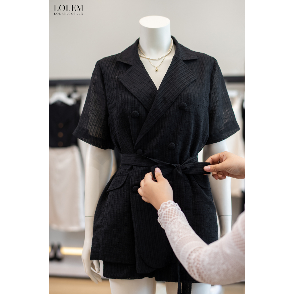 Set quần áo blazer LOLEM SQ059 form dài suông vải linen tơ thoáng mát