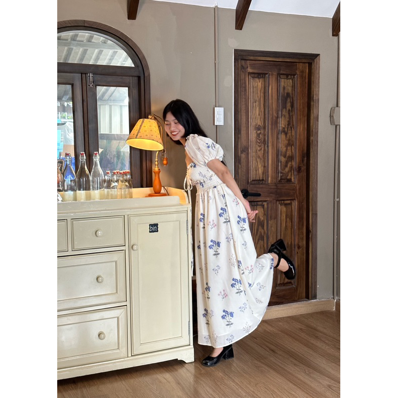 Sarah Dress - Đầm hoa tay bồng