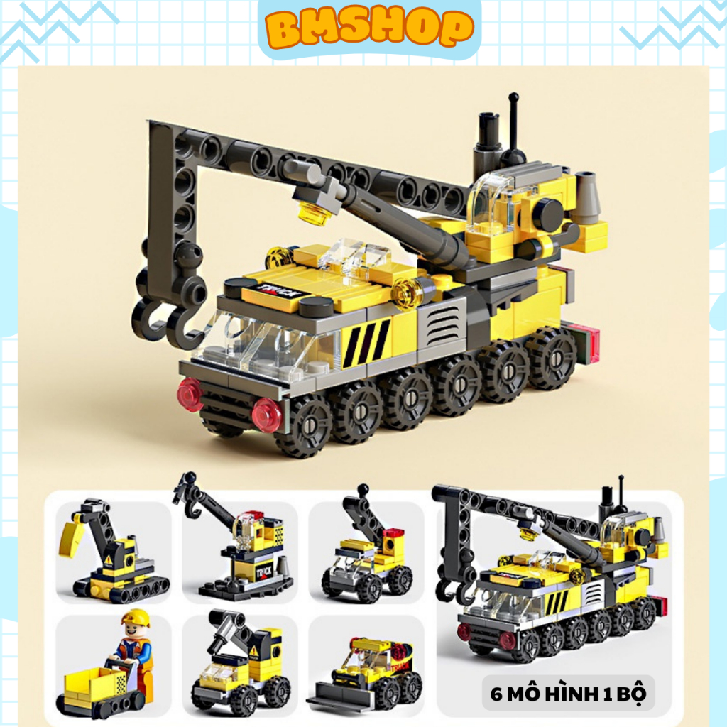 Đồ chơi lắp ráp xe kỹ thuật đô thị, xe công trình nhựa ABS, 153 chi tiết, đồ chơi lego cho bé trai