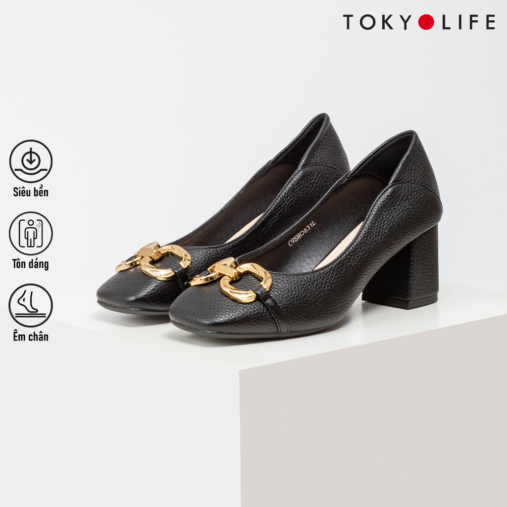 Giày cao gót nữ thời trang TOKYOLIFE thiết kế đơn giản dáng mũi vuông chất liệu cao cấp C9SHO631L