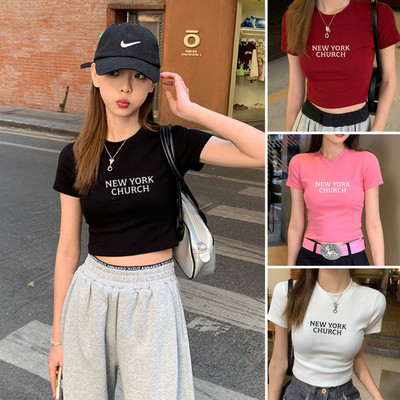 Áo croptop nữ ôm in chữ chất cotton Loza G0072