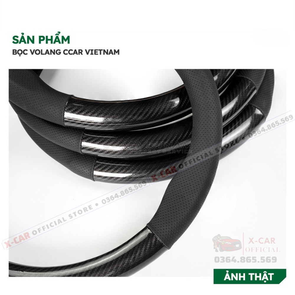 Bọc vô lăng vân cacbon in logo theo hãng cao cấp -Dành cho oto