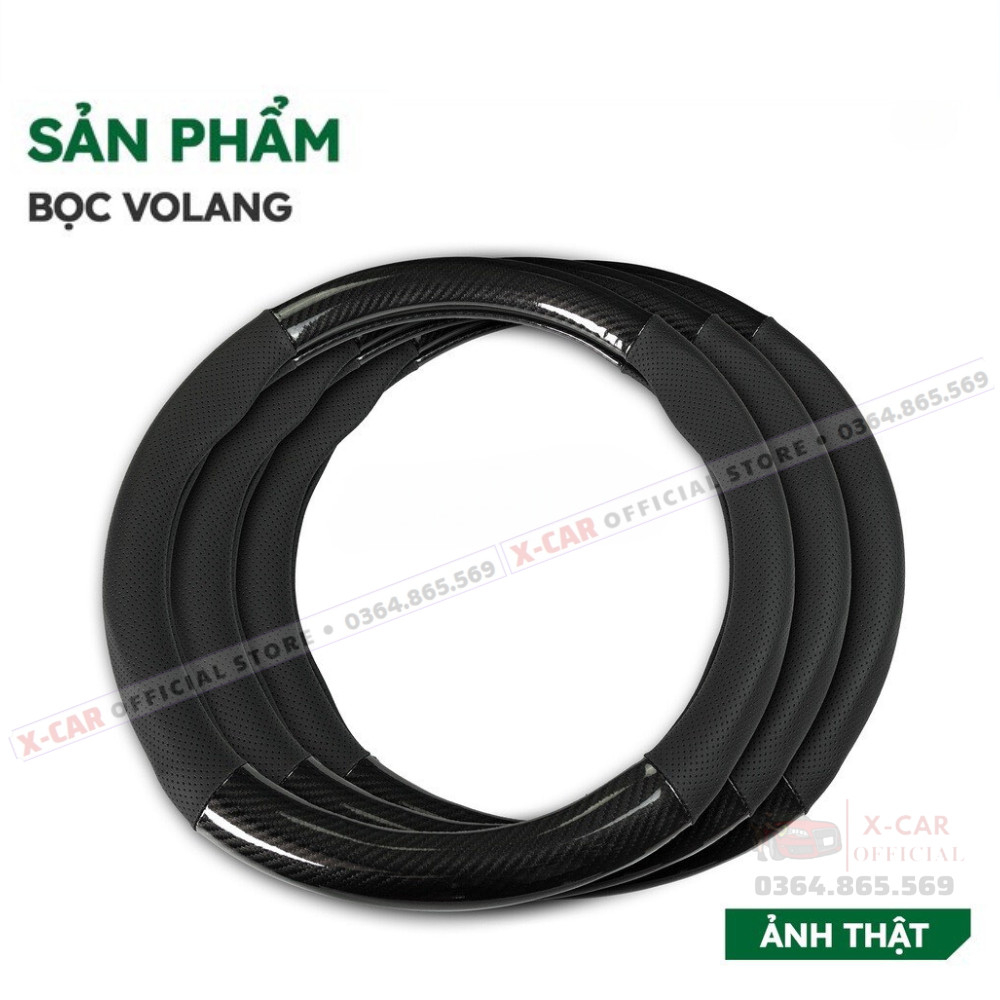 Bọc vô lăng vân cacbon in logo theo hãng cao cấp -Dành cho oto