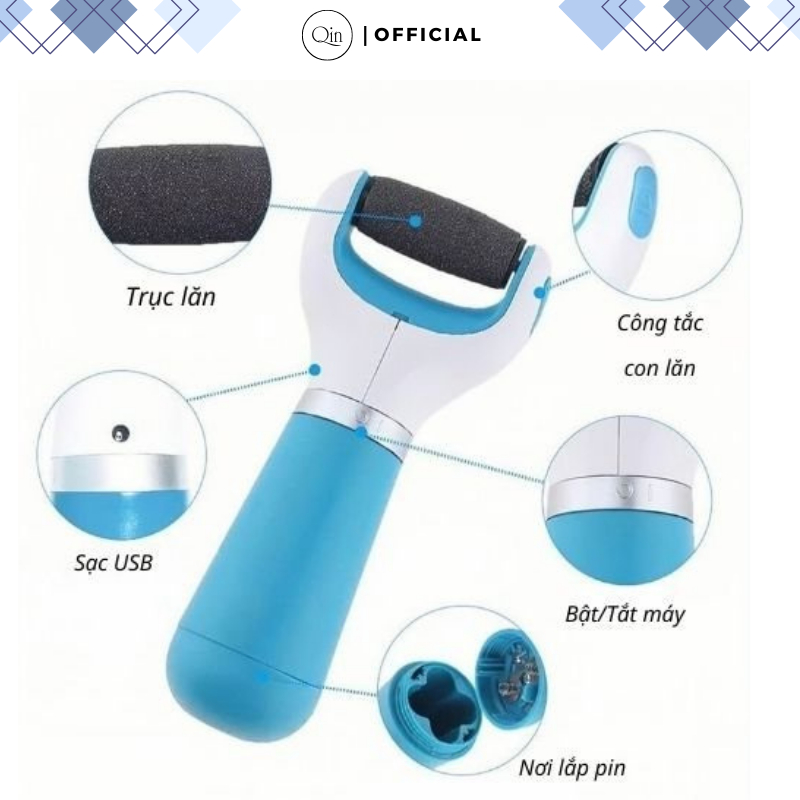 Máy Chà Gót Chân Qin Hỗ Trợ Tẩy Sạch Tế Bào Chết Làm Mềm Gót Chân Tại Nhà