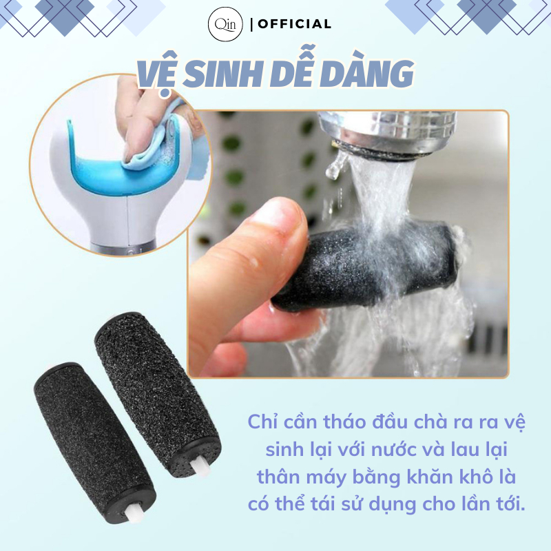 Máy Chà Gót Chân Qin Hỗ Trợ Tẩy Sạch Tế Bào Chết Làm Mềm Gót Chân Tại Nhà