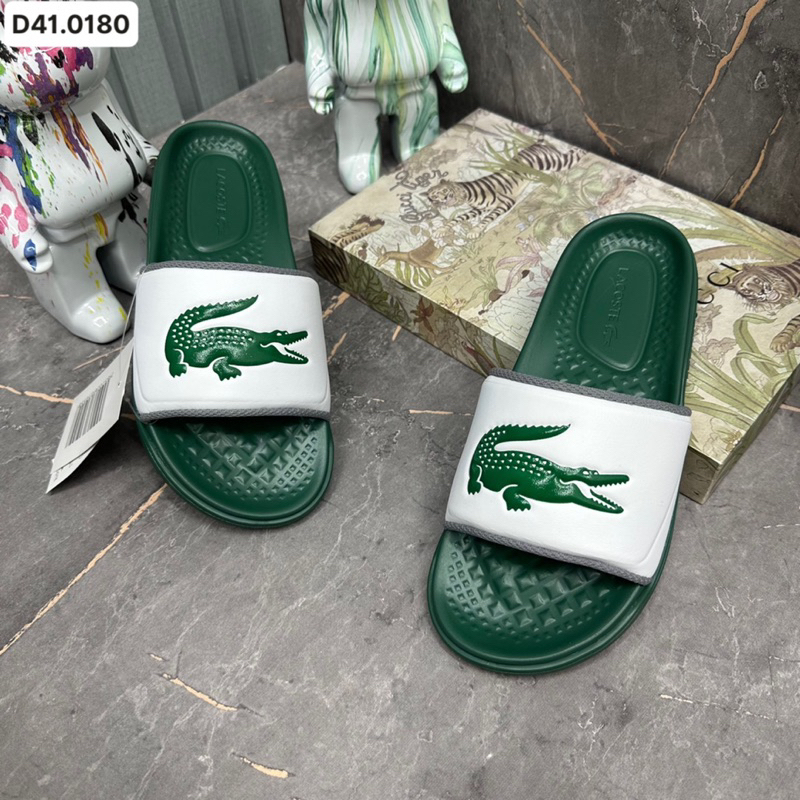 Dép lê nam Lacoste new 2023 lòng dép vàng xanh cực chất