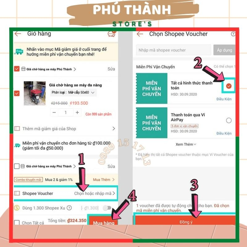 Giá Xe Chở Hàng Xe Máy Đa Năng Pt Utihome Dùng Cho Tất Cả Các Loại Xe Máy Tặng Kèm 2 Dây Chằng