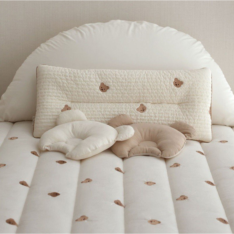 Gối lõm cho bé, gối chống bẹt đầu cho bé hình gấu xinh xắn, thấm hút mồ hôi