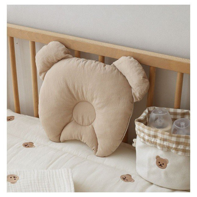 Gối lõm cho bé, gối chống bẹt đầu cho bé hình gấu xinh xắn, thấm hút mồ hôi