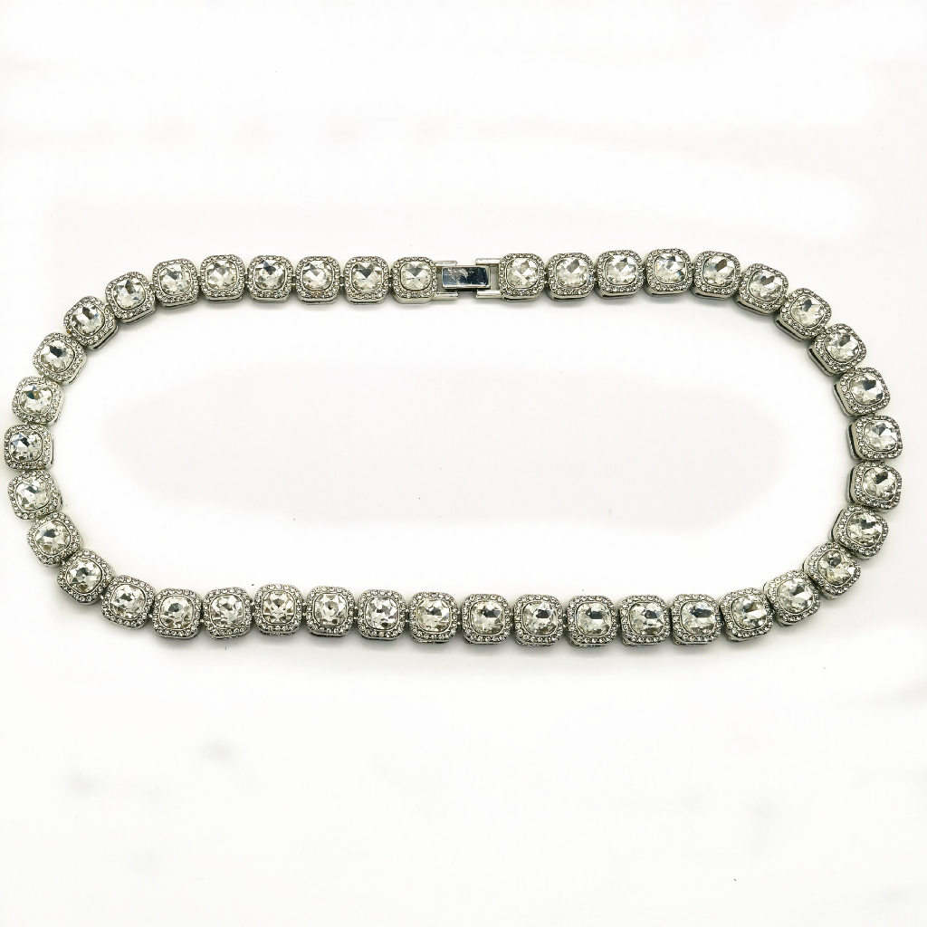 Dây chuyền lấp lánh đính đá sáng hình vuông 12 mm phong cách Hip Hop ấu mỹ phụ kiện nam gothic đường phố