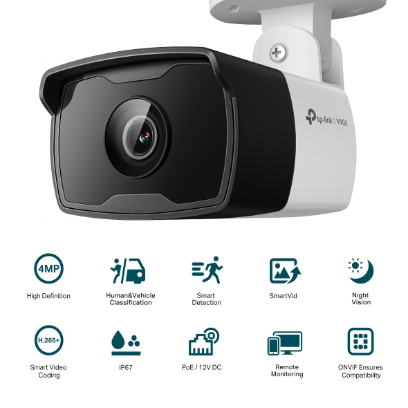 [Hỏa Tốc] Camera IP TP-Link CCTV VIGI C340I 4MP Hỗ Trợ Hồng Ngoại Ngoài Trời, Phát Hiện Thông Minh