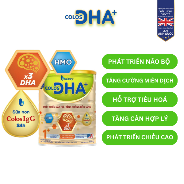 Sữa bột Colos DHA 1+ 400g giúp bé phát triển não bộ, tăng cường đề kháng - VitaDairy