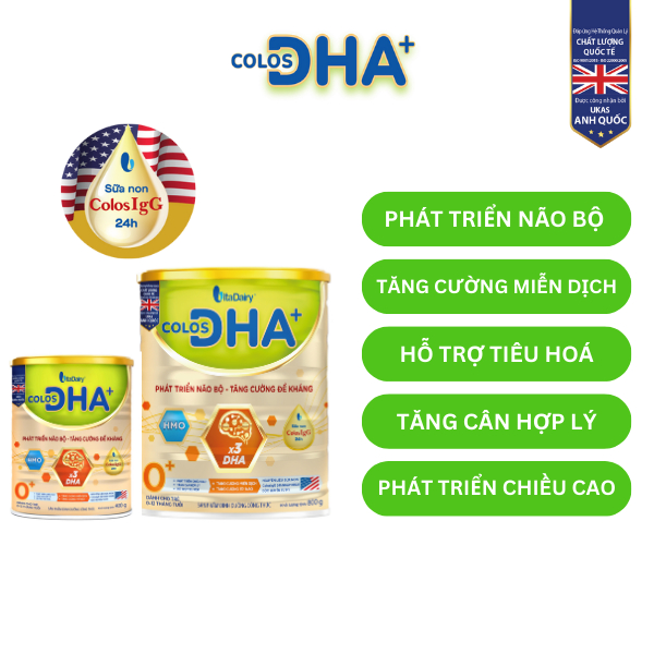 Sữa bột Colos DHA 0+ 800g giúp bé phát triển não bộ, tăng cường đề kháng - VitaDairy