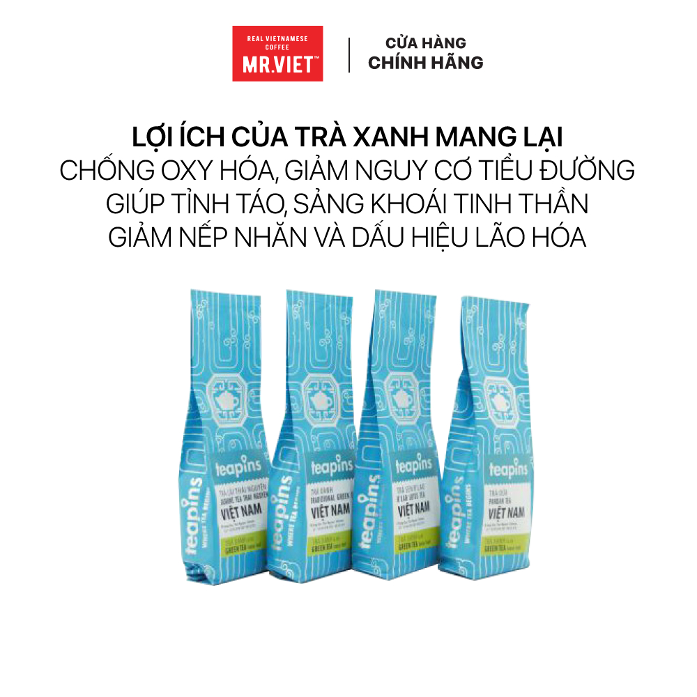 Trà lá Pandan, trà xanh, hương lá dứa dịu nhé, Trà Teapins For Local 70g
