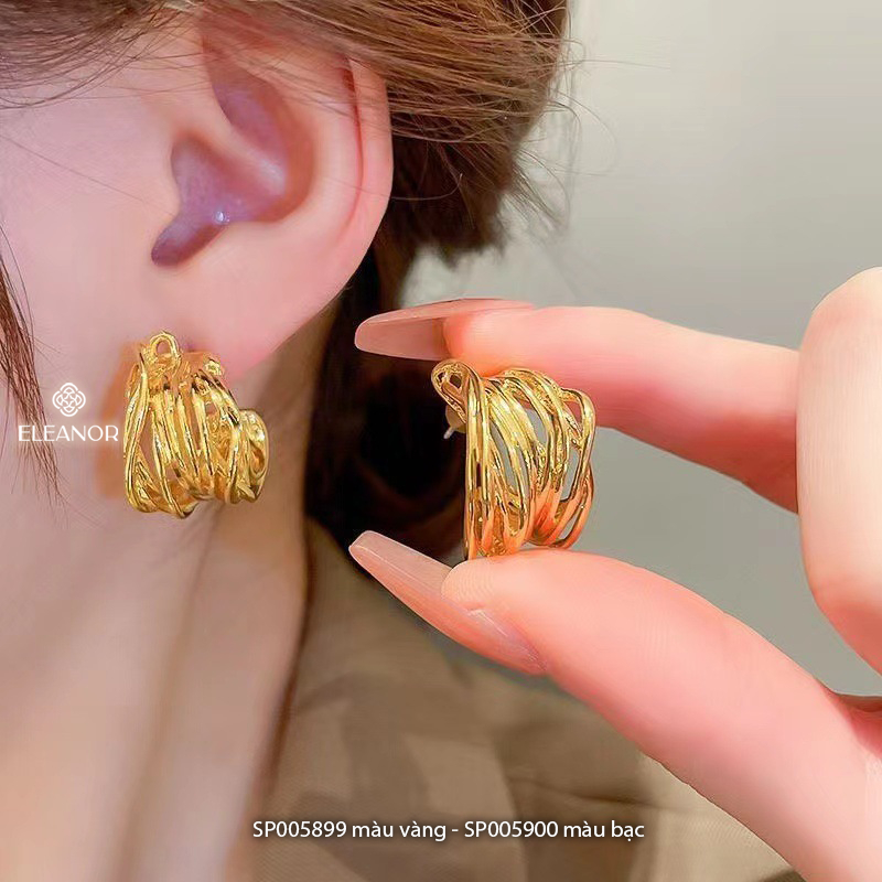 Bông tai nữ chuôi bạc 925 Eleanor Accessories viền dạng sợi mảnh đan nhau phụ kiện trang sức 5899