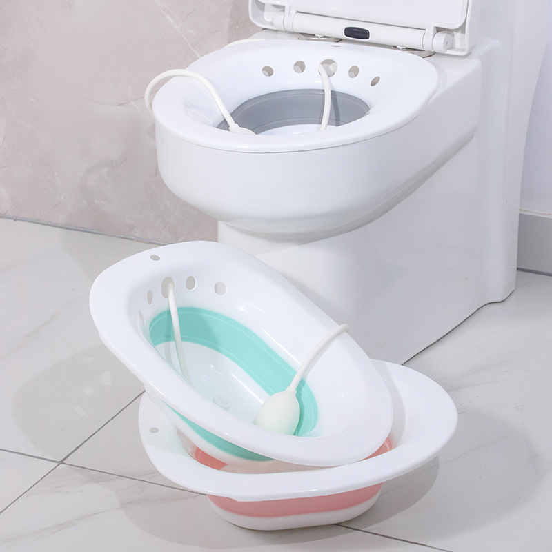 Chậu Xông Vùng Kín Sau Sinh Gấp Gọn,loại dày đẹp, kèm vòi tự xịt, gắn bồn cầu tiện dụng