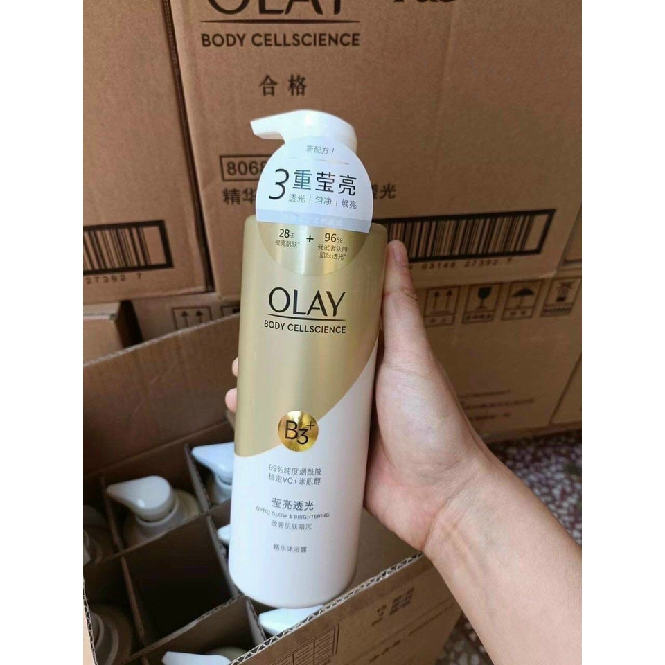 Sữa Tắm OLAY B3+ Vitamin C  Body Cellscience Siêu Dưỡng Trắng Da, Cấp Ẩm Và Đàn Hồi Cho Da - 500ml Bản Trung