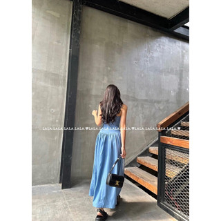 đầm 2 dây cúp demin