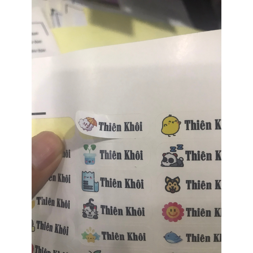 150 Sticker tên bé, nhãn vở in tên theo yêu cầu, hình dán ngộ nghĩnh, dán đồ dùng học tập