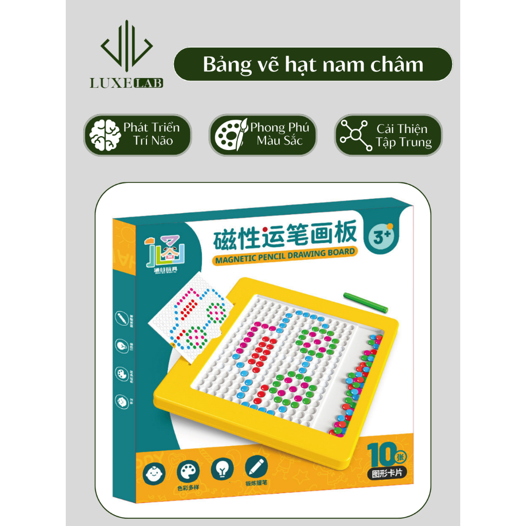 Bảng Vẽ Xếp Hình Nam Châm Kèm Bút Kích Thước Size Lớn Cho Bé LUXELAB 11801