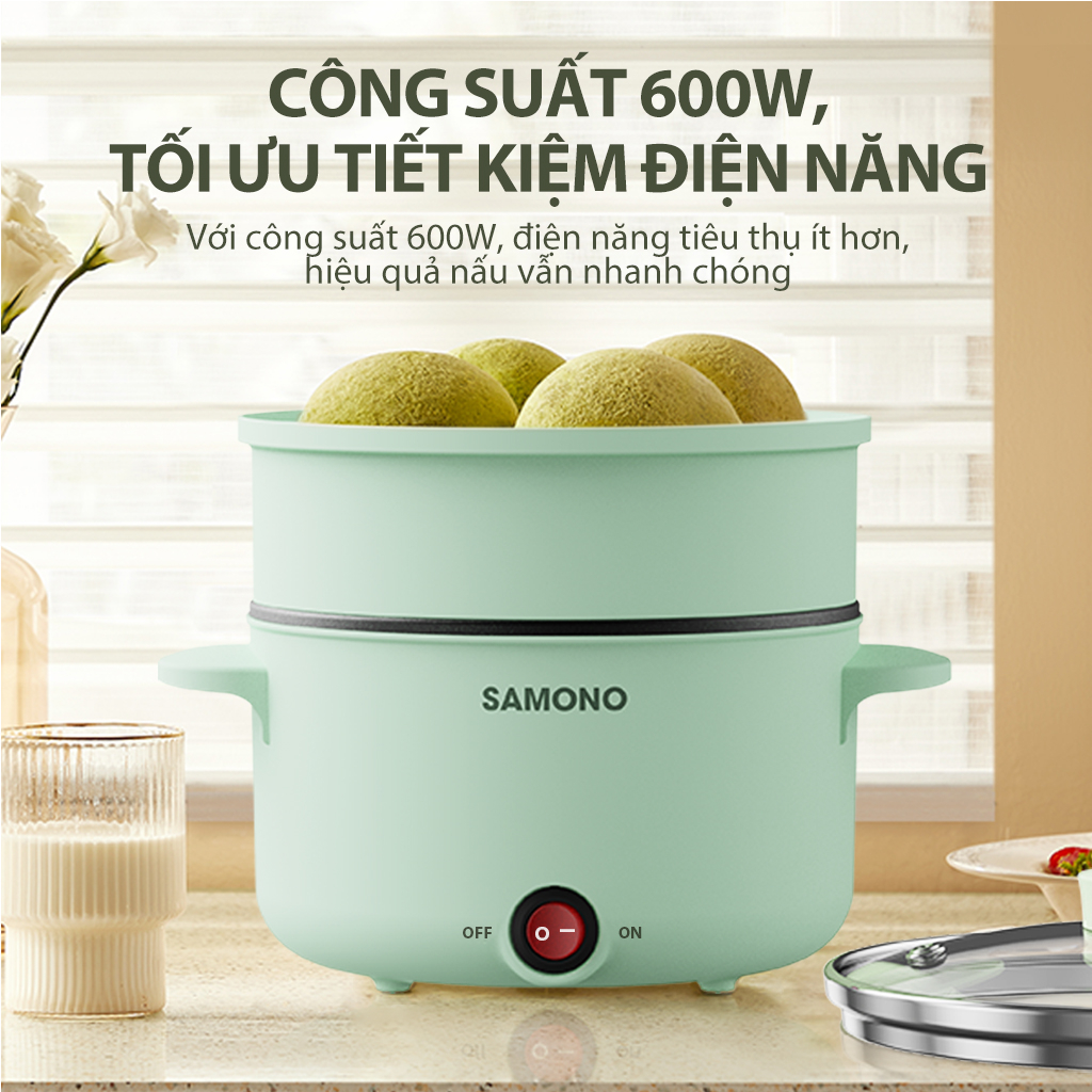 Nồi điện đa năng Samono SW-DG04 dung tích 1.2L công suất 600W 2 lớp chống dính chuẩn an toàn thực phẩm