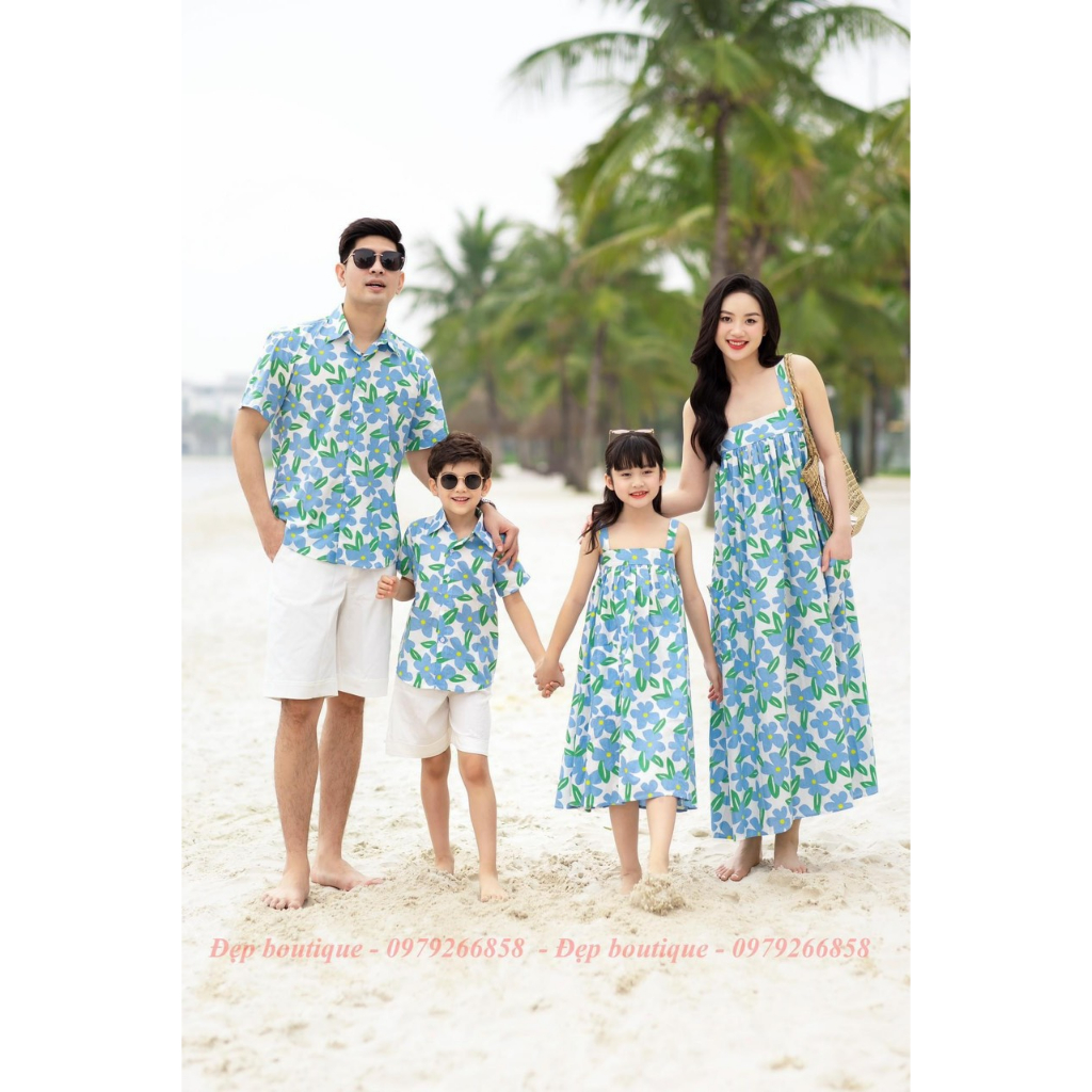 Đầm đôi 2 dây hoa mẹ bé gái 1 2 3 4 5 6 7 tuổi