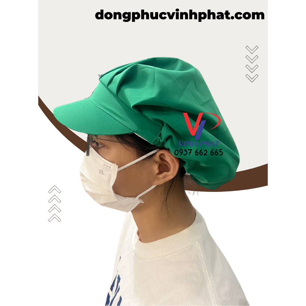 Mũ Nón Vải Ngắn Nhiều Màu Trùm Tóc Công Nhân Thực Phẩm, Thủy Sản Form Ngắn Vải Đẹp Giá Rẻ  - Hình Thật