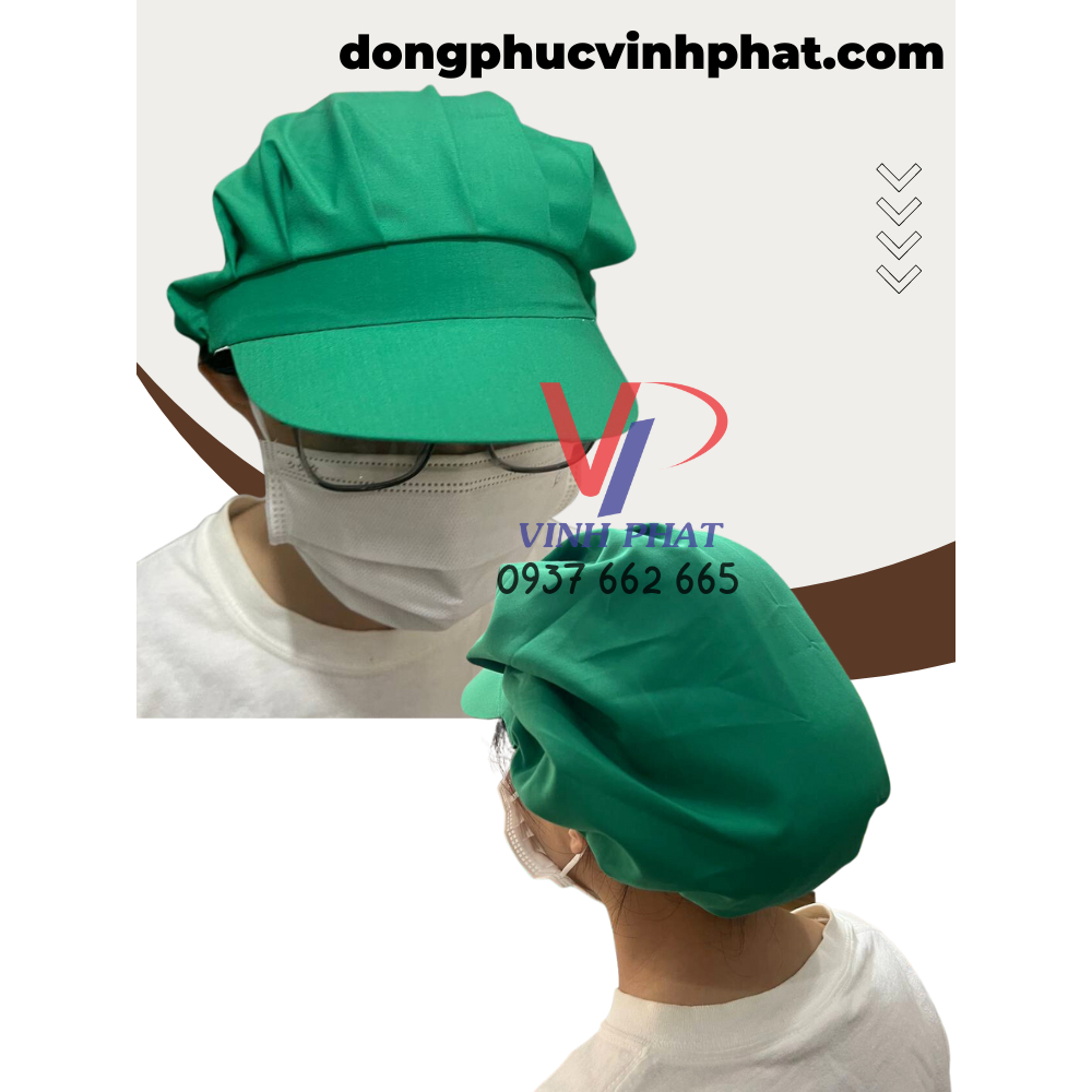 Mũ Nón Vải Ngắn Nhiều Màu Trùm Tóc Công Nhân Thực Phẩm, Thủy Sản Form Ngắn Vải Đẹp Giá Rẻ  - Hình Thật