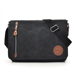 Túi Ví Nam Đeo Chéo Vải Canvas Đựng Laptop 13 inch Màu Đen/Kaki T19