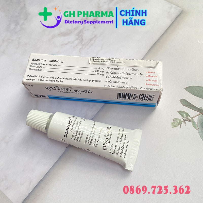 Kem Bôi Trĩ Nội, Ngoại, Ngứa Hậu Môn 10gram Doproct Ointment For Haemorrhoids Thái Lan