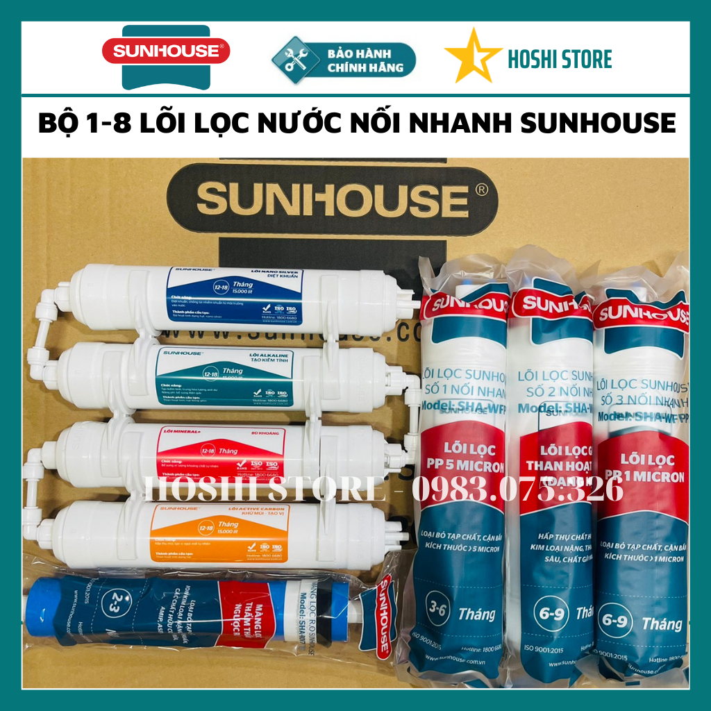 Bộ lõi lọc chức năng nối nhanh chính hãng Sunhouse, dùng được cho tất cả các dòng máy lọc Sunhouse