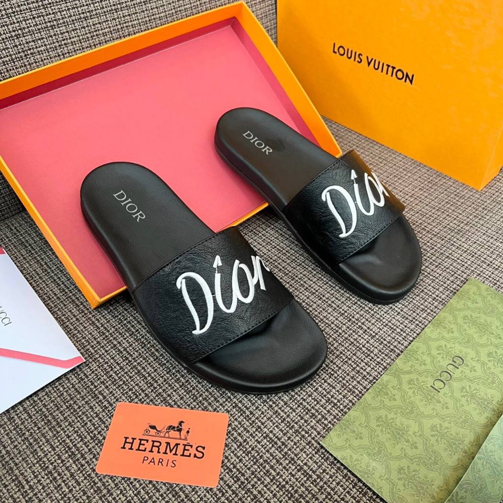 Dép quoai ngang logo thêu chữ Di,or dành cho nam mẫu dép hót nhất hè 2023!