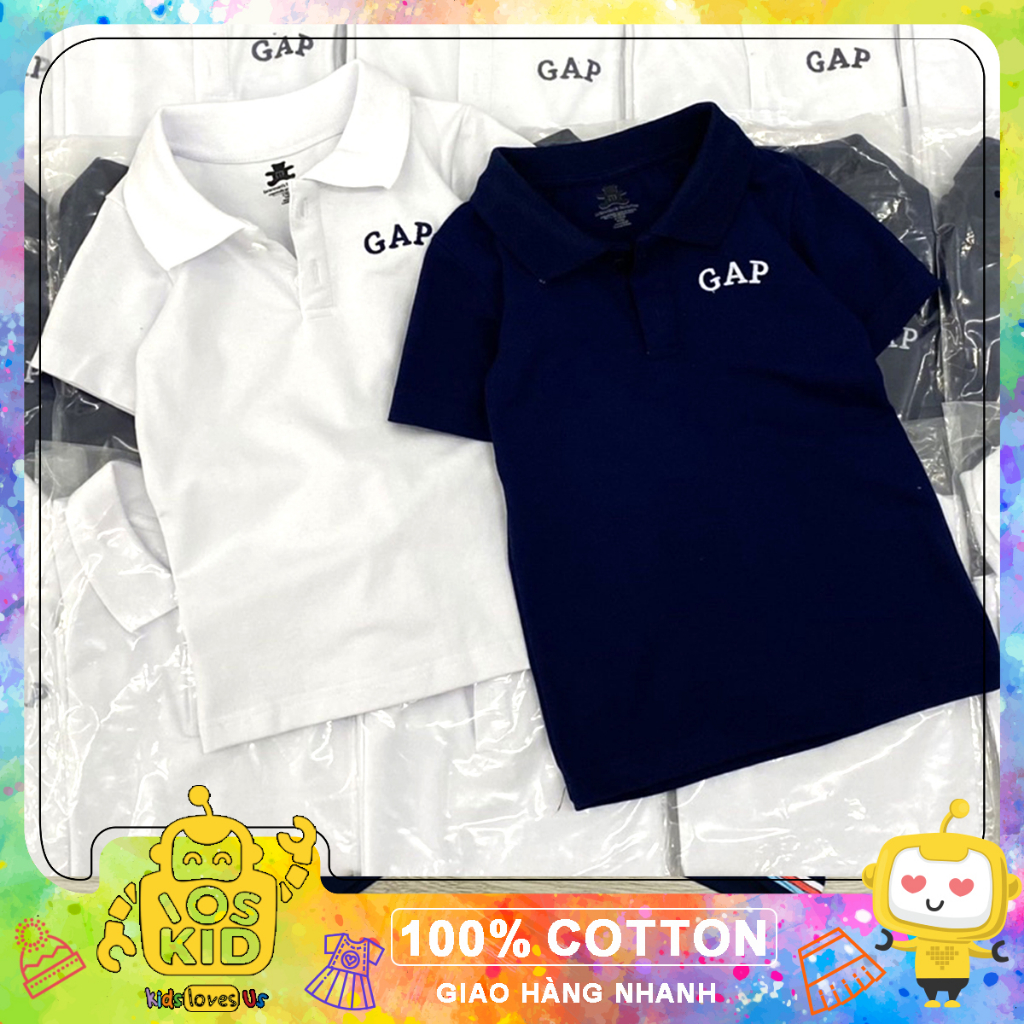 Áo polo cộc tay thêu G.A.P cho bé trai rất đẹp size từ 12-24 cân