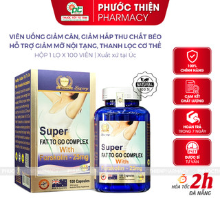 Viên uống giảm cân an toàn hiệu quả Super Fat To Go Complex chính hãng Úc lọ 100 viên Giảm hấp thu chất béo, mỡ nội tạng