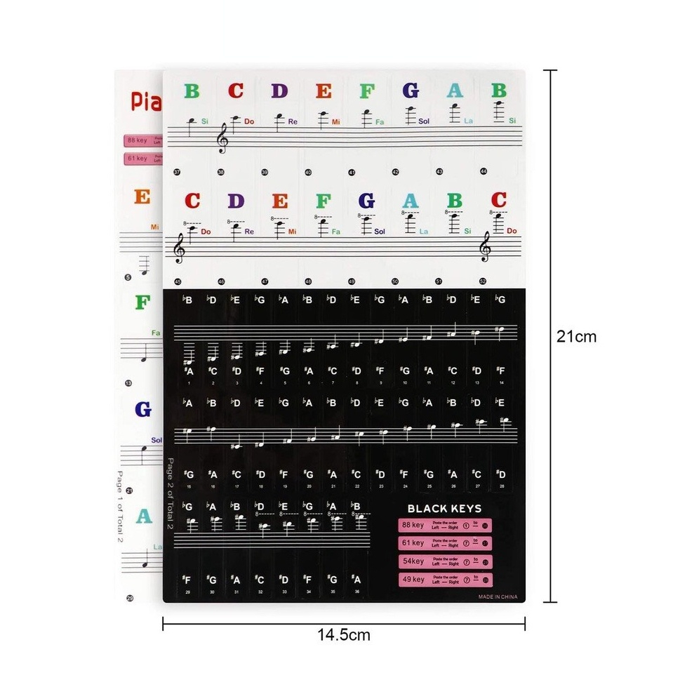 Miếng Dán Nốt Nhạc Bàn Phím Cho Đàn Piano, Organ - Decal, Sticker Đánh Dấu Vị Trí Note Dùng Cho Đàn 88, 61, 54, 49 Phím