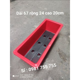 Chậu nhựa dài 67cm đỏ trồng rau,trồng hoa,nuôi cá thông minh