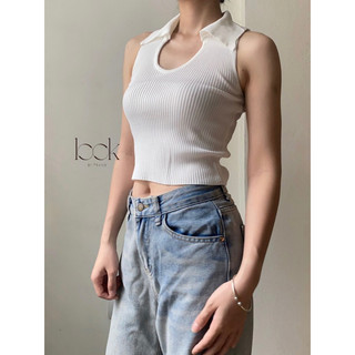 Áo croptop sát nách nữ cổ bẻ phong cách Hàn Quốc trang.look