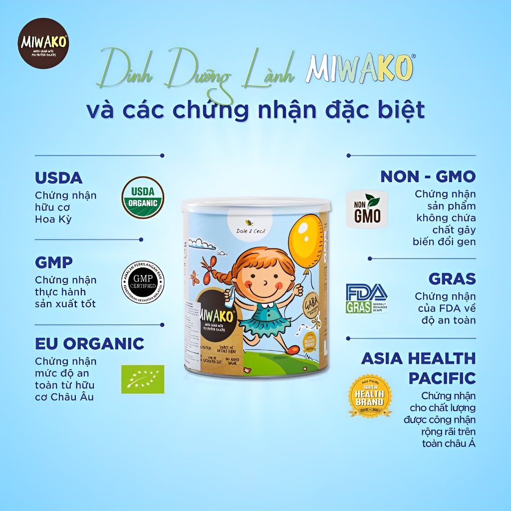 Sữa Công Thức Hạt Thực Vật Hữu Cơ Miwako Vị Gạo Hộp 400g x 4 Hộp - Miwako Official Store