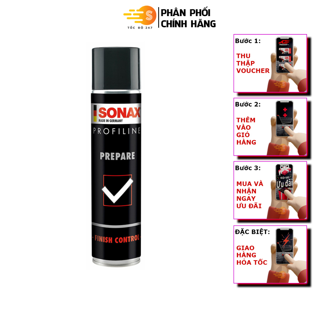 Chai xịt làm sạch bề mặt sơn trước khi phủ Nano Ceramic Prepare Profiline Sonax 237300 400ml - Làm sạch vết dầu mỡ