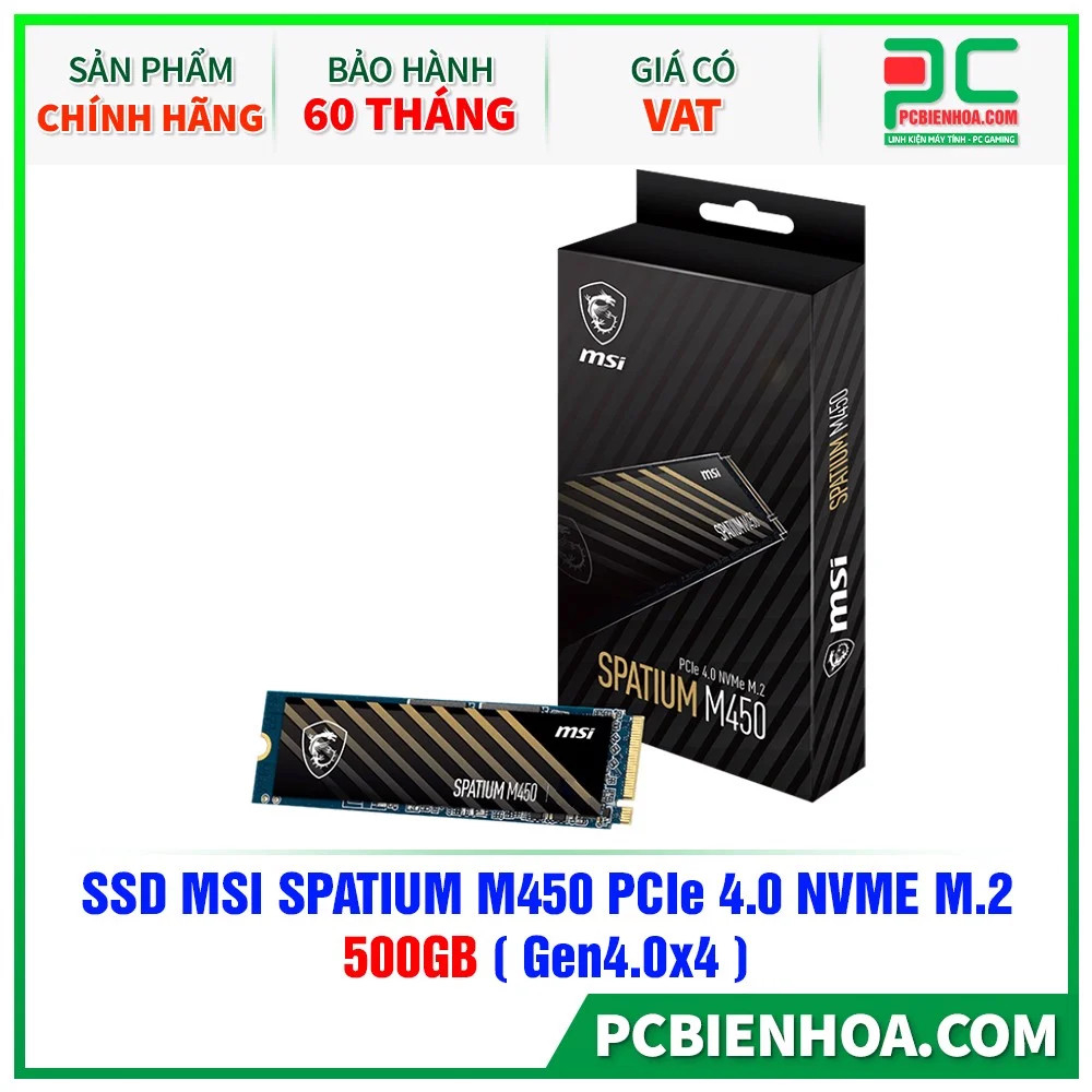 Ổ cứng SSD MSI SPATIUM M450 PCIE 4.0 NVME M.2 - 500GB ( GEN4.0X4 )- chính hãng 60T