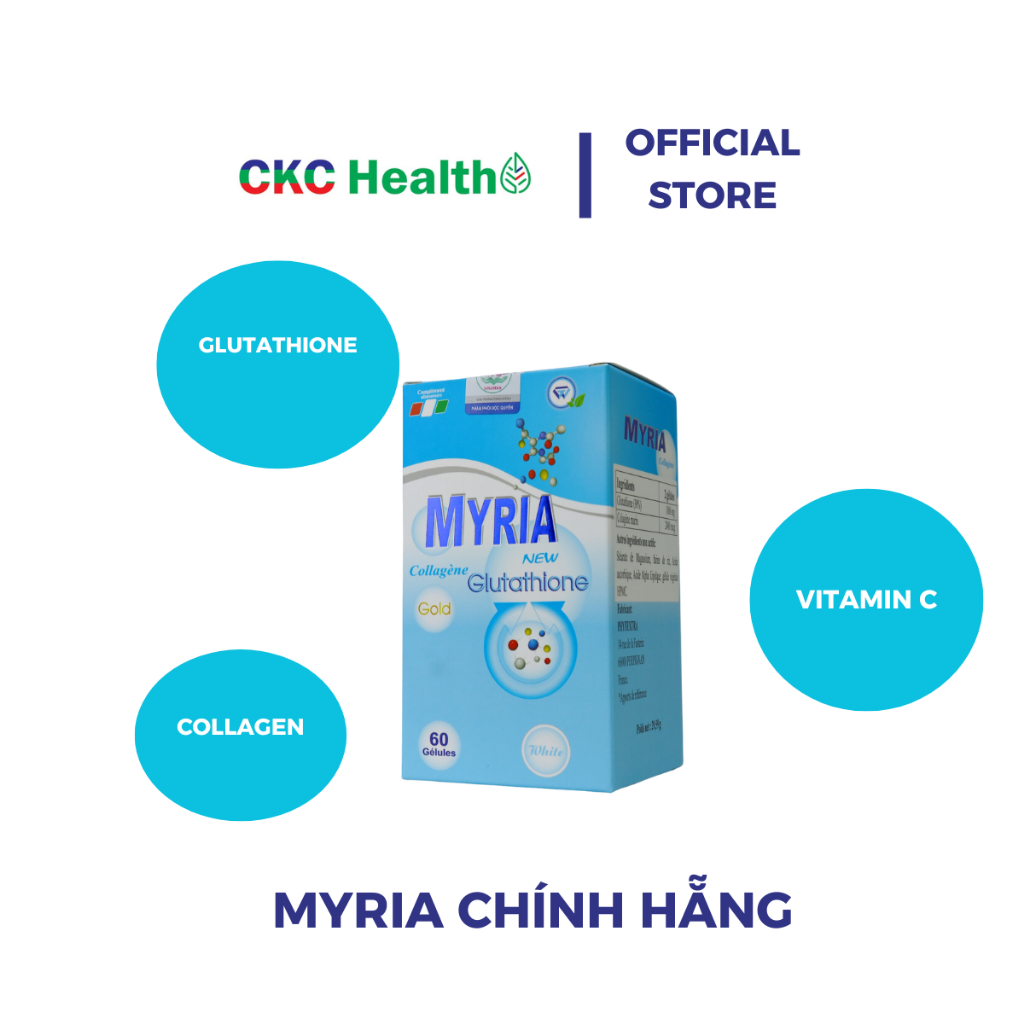 Viên uống trắng da MYRIA Nhập khẩu Pháp với thành phần Glutathione & Collagen giảm thâm nám, cân bằng nội tiết