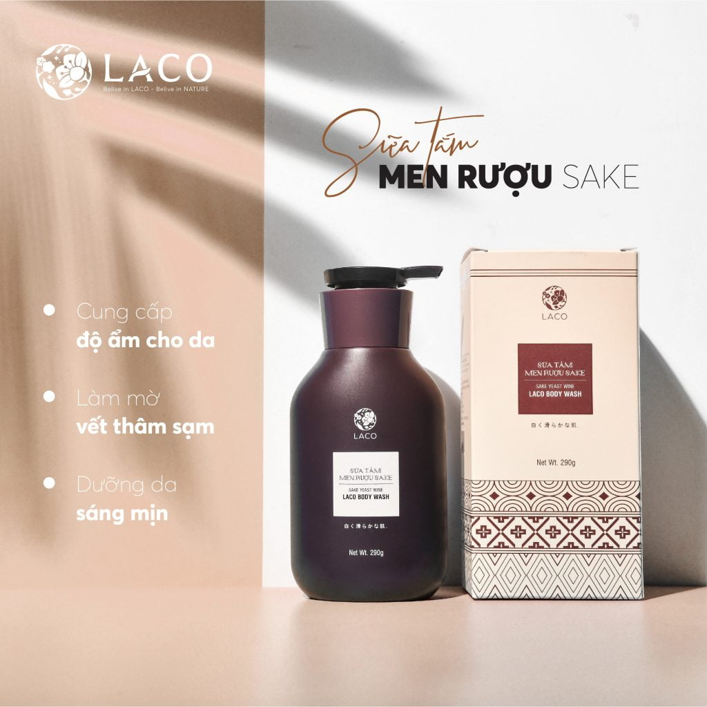 Sữa Tắm Trắng Da Men Ruou Sake Dưỡng Trắng Da Toàn Thân LACO Thơm Lâu Công Nghệ Nhật Bản 290g imnature_thuonghieuviet