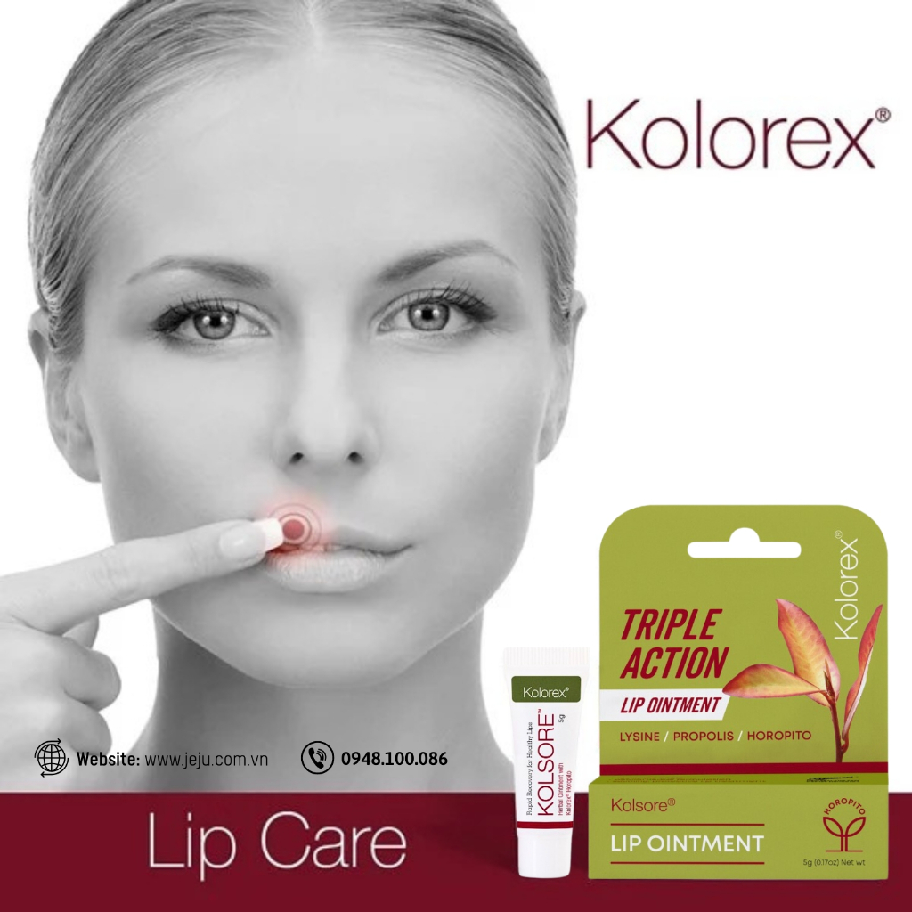 Kem Chàm Môi, Loét Môi, Nứt Nẻ Môi Herpes Môi Kolorex Kolsore Lip Care Ointment