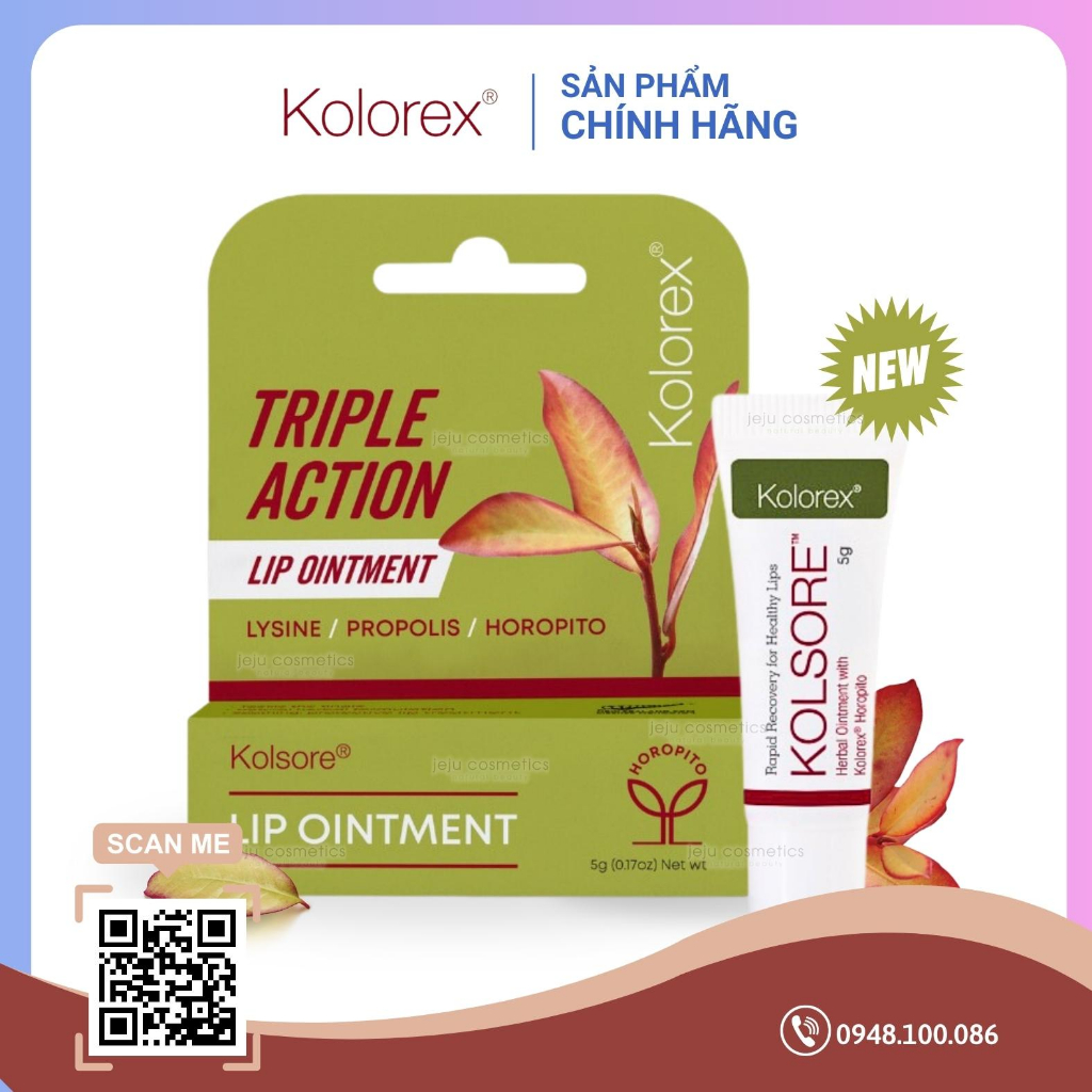 Kem Chàm Môi, Loét Môi, Nứt Nẻ Môi Herpes Môi Kolorex Kolsore Lip Care Ointment