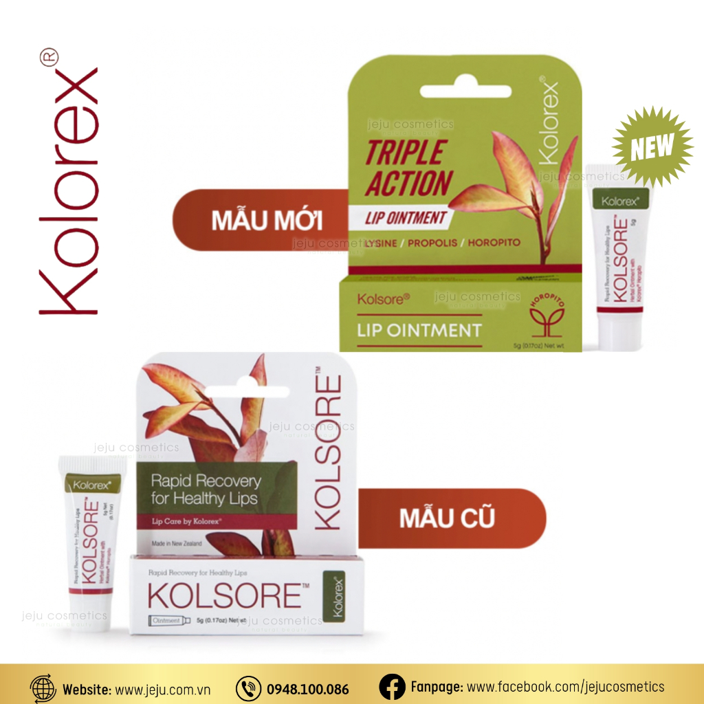 Kem Chàm Môi, Loét Môi, Nứt Nẻ Môi Herpes Môi Kolorex Kolsore Lip Care Ointment